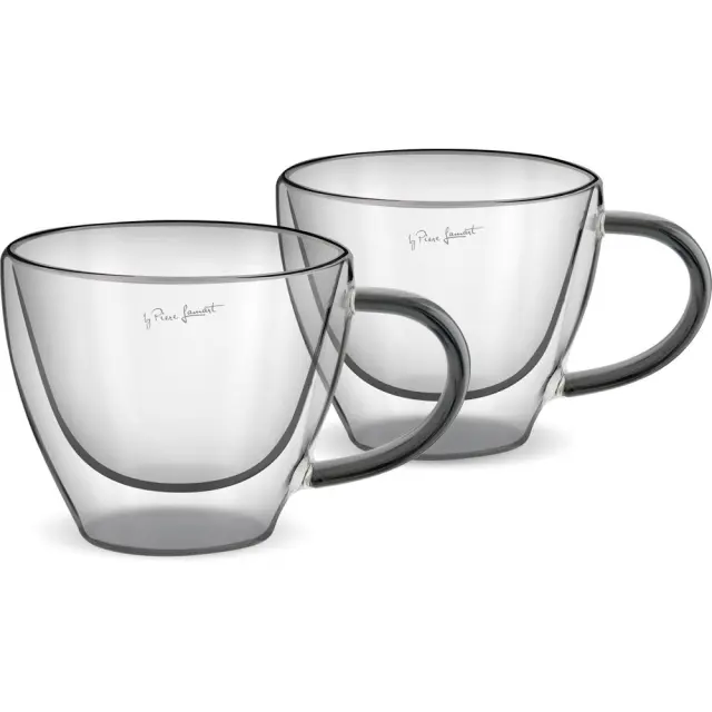 Σετ Φλιτζάνια Καπουτσίνο VASO Lamart LT9117 Γυάλινα με Διπλό Τοίχωμα 190ml Μαύρο 2 Τεμ