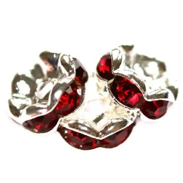 Χάντρα Spacers Ring 8mm με Zircons Ruby - 5τεμ