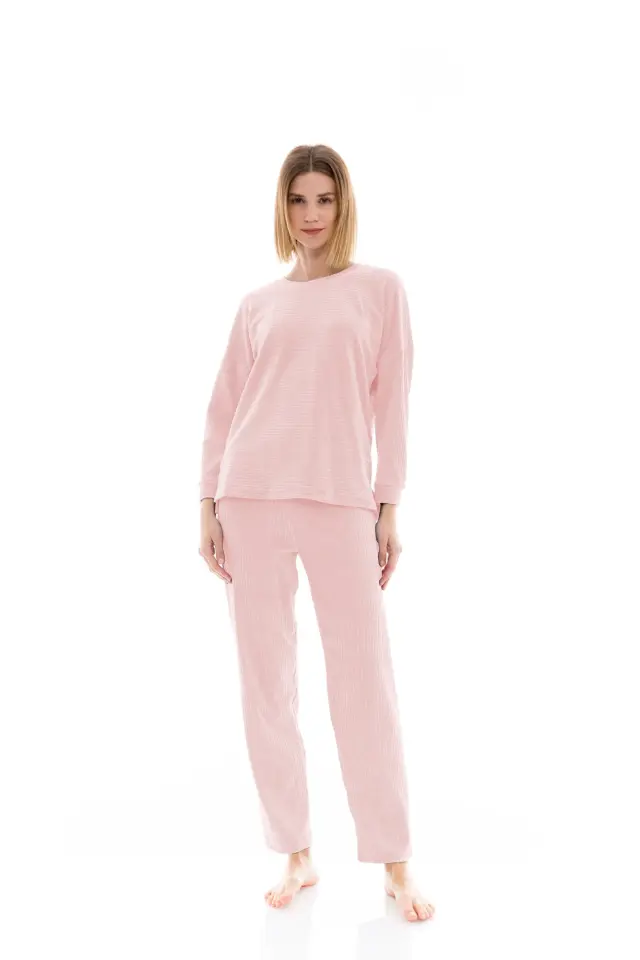 W1445 - Baby Pink - PYJAMA VELVET STRIPE - XL