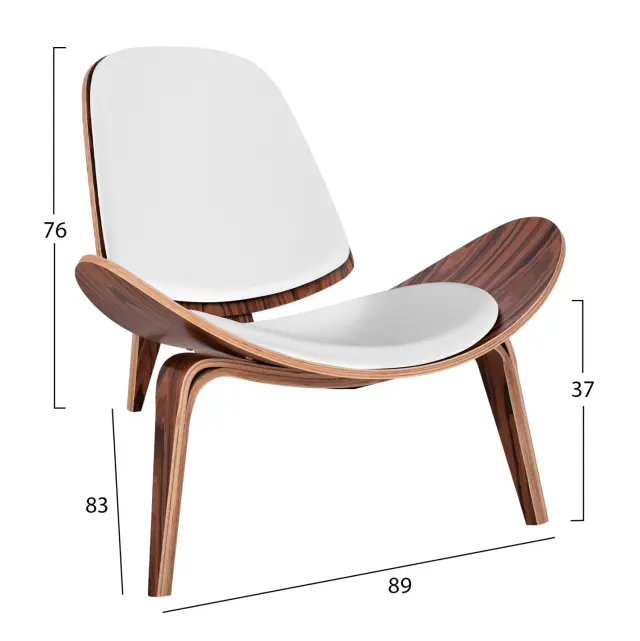 Πολυθρόνα Superior Plus καρυδί με λευκό μαξιλάρι PU 89x83x76 εκ. 2