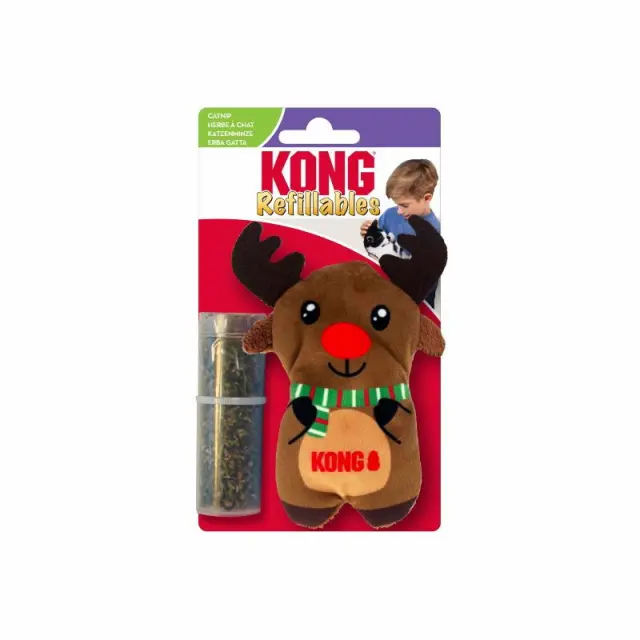 Kong Holiday Refillables Τάρανδος Χριστουγεννιάτικο Παιχνίδι Γάτας (12cm) Μονόχρωμο