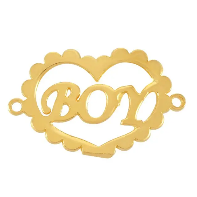 Μεταλλικός Σύνδεσμος Καρδιά Boy για Μακραμέ, 24K Gold Plated, 17x14mm - 2τεμ