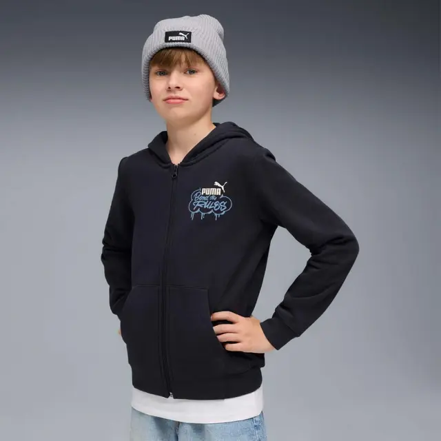 Puma Boy's Mid 90s Full-Zip Fleece Hoodie Μπλε Σκούρο 688469-16 (Puma) - 128 3