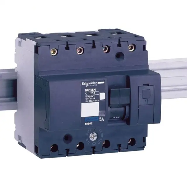 Miniature circuit-breaker, Acti9 NG125N, 4P, 100 A, D curve, 25 kA (IEC 60947-2)