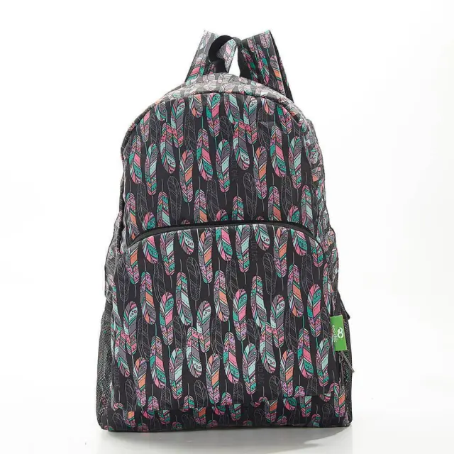 Eco Chic Αναδιπλούμενο Σακίδιο Πλάτης / Recycled Foldable Backpack (10 σχέδια) Feathers 2