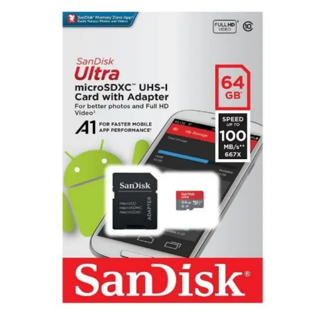 Κάρτα μνήμης SanDisk A1 Class 10 microSDXC UHS-I 64GB