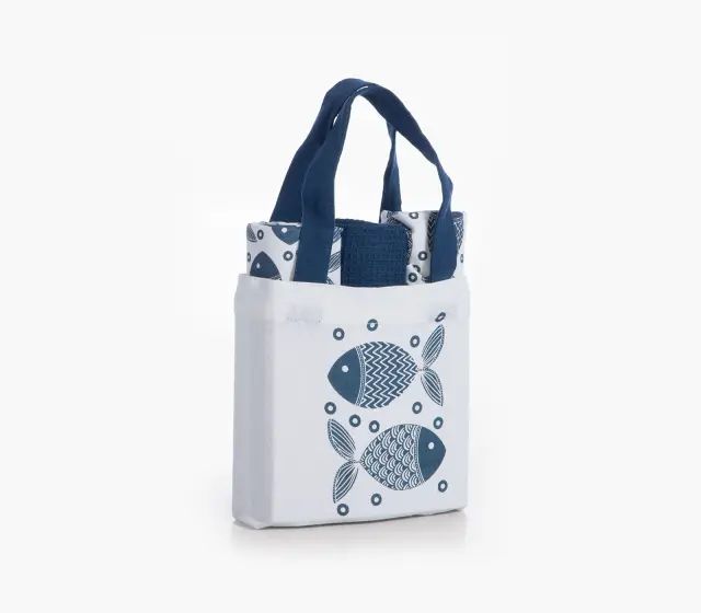 Nef-Nef Homeware Τσαντάκι Με Ποτηρόπανο Σετ 3 τεμ. Spars 40x70 Blue