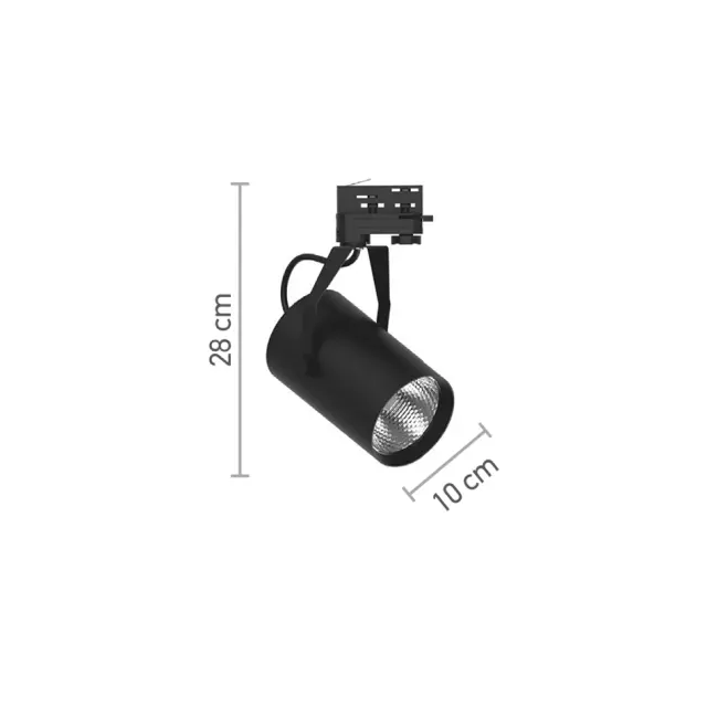 InLight Σποτ τριφασικής ράγας LED 30W 3000K σε μαύρη απόχρωση D:10cmX28cm (T00901-BL) 2