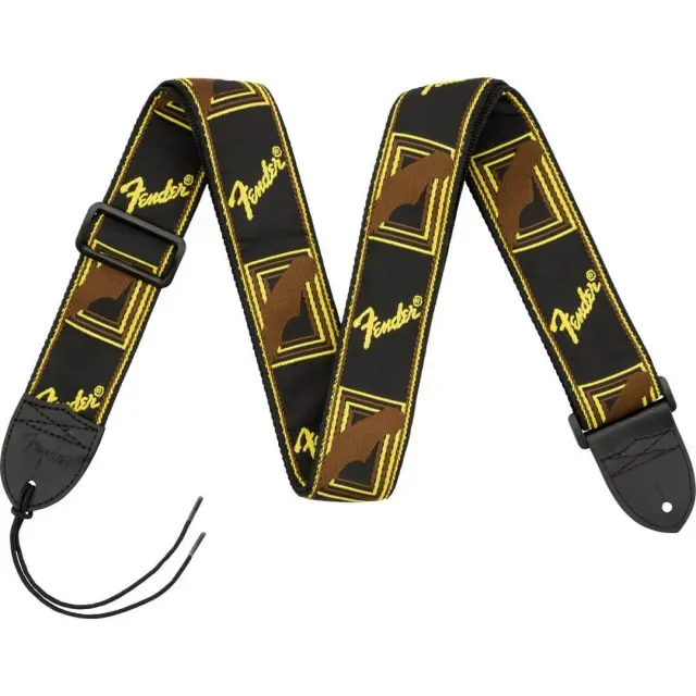 Fender 2 Monogrammed Straps Ζώνη Κιθάρας - Μπάσου Μαύρο - Κίτρινο - Καφέ