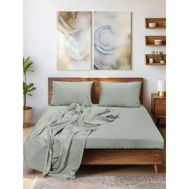 Σεντόνι SLEEK MINT MADI μονό με λάστιχο: 100 x 200+35 εκ.