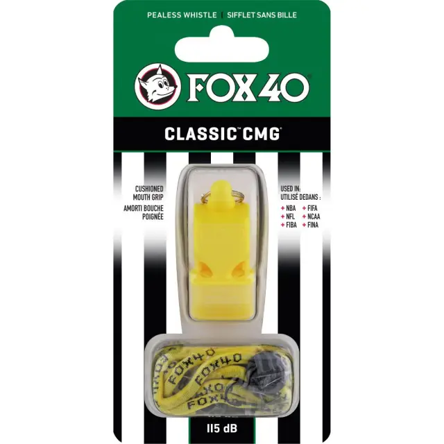 Σφυρίχτρα FOX40 CLASSIC CMG OFFICIAL Κίτρινη Με Κορδόνι 3