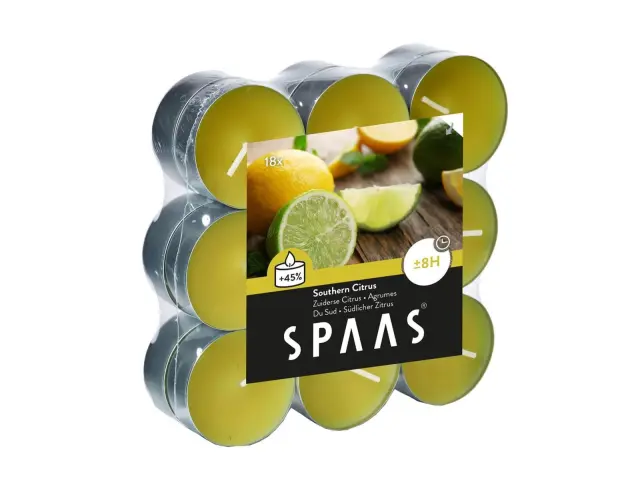 Σετ Διακοσμητικά Κεριά Ρεσώ Spaas με άρωμα Southern Citrus και διάρκεια καύσης 8 ώρες - 18 τεμάχια