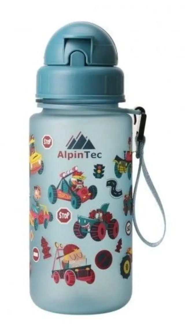 AlpinPro Πλαστικό Παγούρι Με Καλαμάκι Μπλε- Αυτοκίνητα 400ml