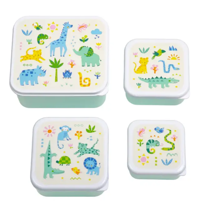 A Little Lovely Company Σετ 4 Δοχεία Φαγητού Lunch & Snack Box Set – Jungle SBSEJUMI87