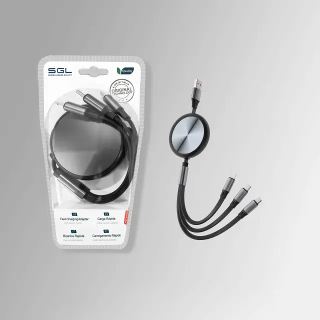 Πτυσσόμενο καλώδιο φόρτισης & data 3in1 - Fast Charge - EC6 - 1.2m - 220350 2