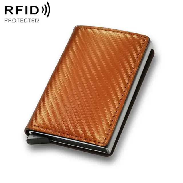 RFID Blocking Credit Card Ultra Thin Θήκη Προστασίας Ασύρματης Ανάγνωσης Πιστωτικών Καρτών - Kαφέ Carbon