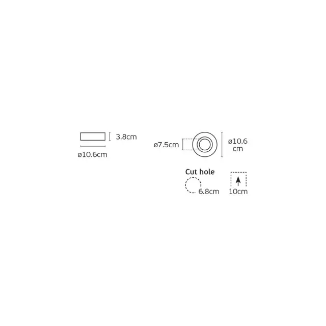 Hudi 03287/B Σποτ στρογγυλό σταθερό trimless IP65 ø10.6x3.8cm μαύρο 3