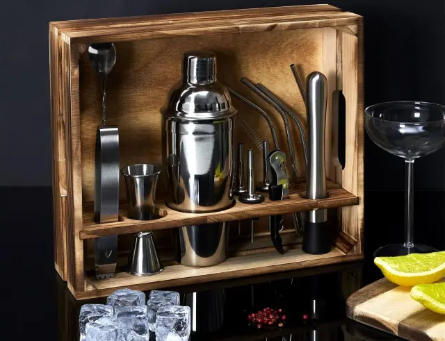 Σετ Σερβιρίσματος Κοκτέιλ Cook Concept με ξύλινη βάση - 15 τεμάχια KV7349