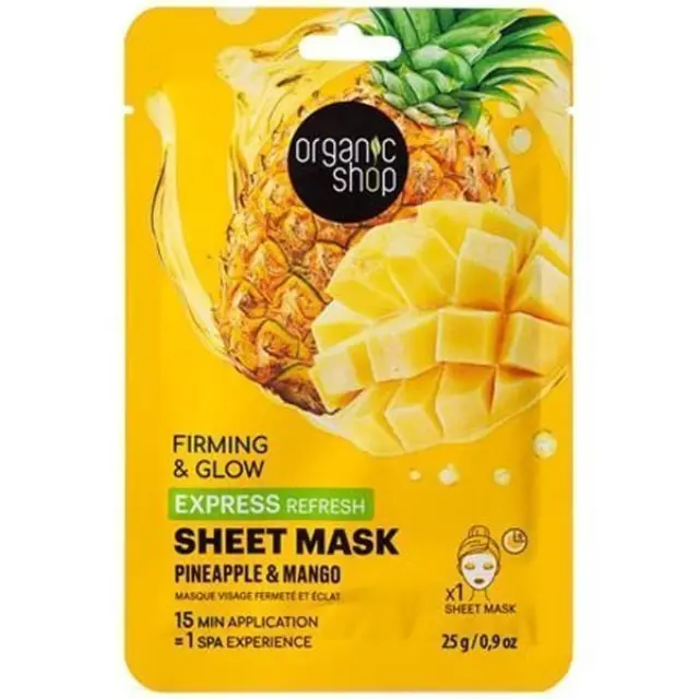 ORGANIC SHOP Pineapple & Mango Μάσκα Προσώπου για Σύσφιγξη & Λάμψη, 1τεμ