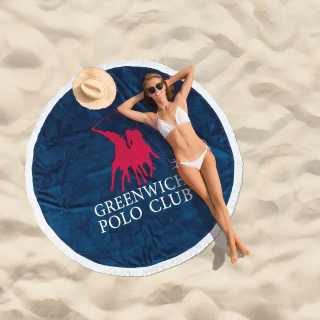 2824 Πετσετα Greenwich Polo Club Στρογγυλη Φ160 Θαλασσης Κοκκινο-μπλε 3