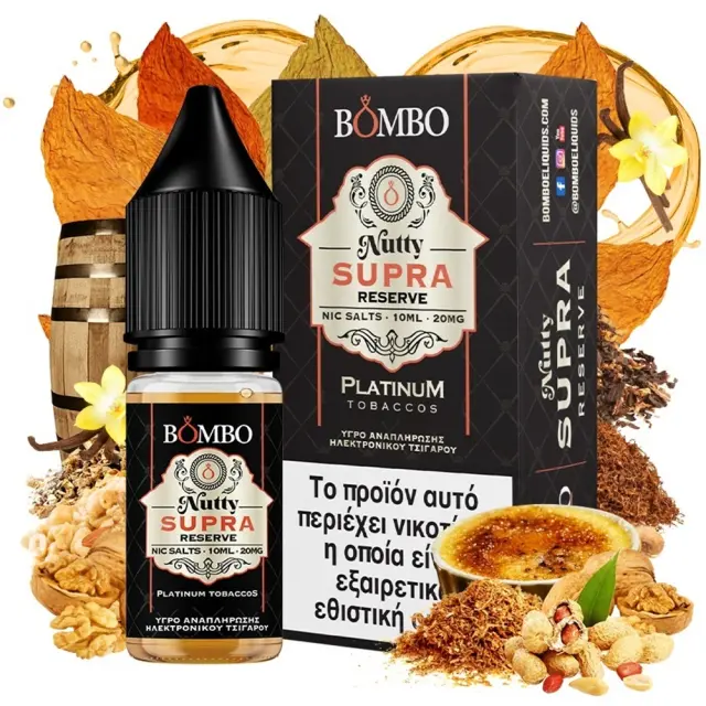 Bombo Platinum Tobaccos Nutty Supra Reserve 10ml 20mg Nic Salts