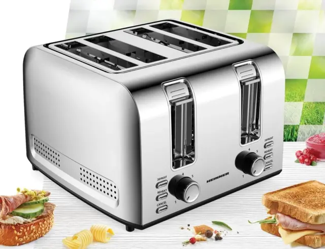 Φρυγανιέρα Heinner HTP-4S1500SS με ισχύ 1500W και χωρητικότητα 4 φέτες ψωμιού HTP-4S1500SS