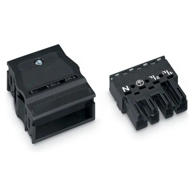 Pluggable plug 770-114 5-pole with strain relief Black