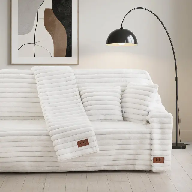 Beauty Home Γούνινη Μαξιλαροθήκη διακοσμητική Stripe Art 8728 40x40 Λευκό