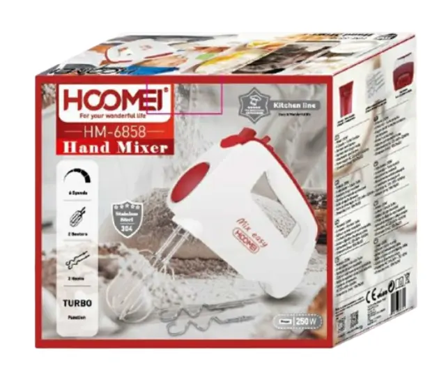 Hoomei Ηλεκτρικό Μίξερ Χειρός 250W Άσπρο HM-6858 2