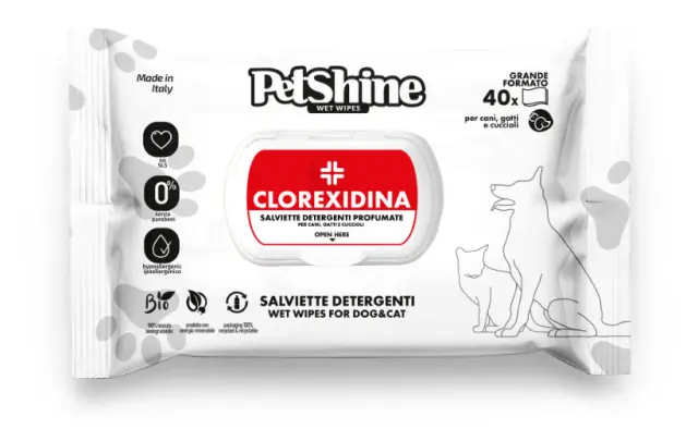 PetShine Μαντηλάκια Καθαρισμού Clorexidina 40ΤΜΧ