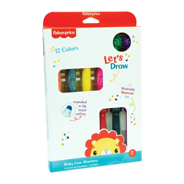 Σετ μαρκαδόρων 12τμχ πλενόμενοι Fisher-Price 2