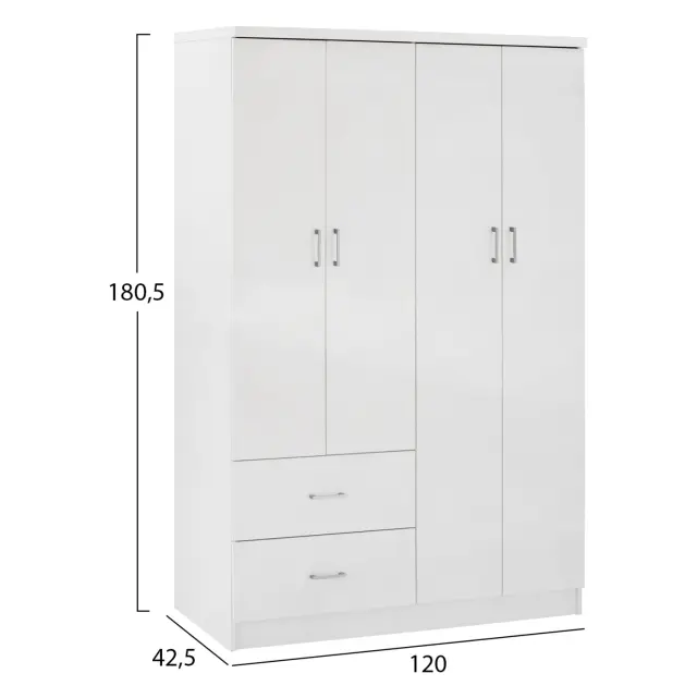ΝΤΟΥΛΑΠΑ 4ΦΥΛΛΗ ME 2 ΣΥΡΤΑΡΙΑ FB9339.05 ΛΕΥΚΗ 120Χ42,5Χ180,5 εκ. 2