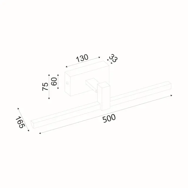 MIRAR-ΦΩΤΙΣΤΙΚΟ ΕΠΙΤΟΙΧΟ ΜΑΥΡΟ ΜΕΤΑΛΛΙΚΟ LED 8W 3000K 520LM IP20 50X16,5X7,5CM / PN13LEDW50BK 2