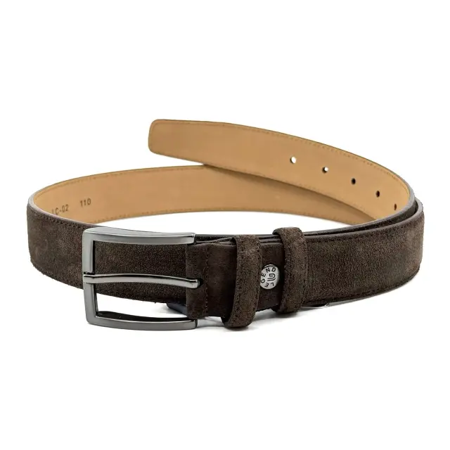 Καφέ Δερμάτινη Ζώνη Nubuck Suede 3,5 cm