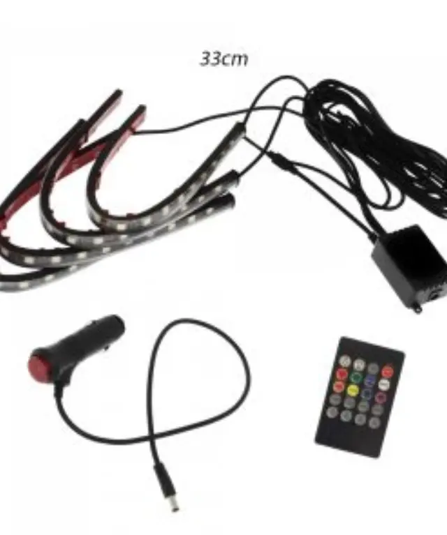Εσωτερικά LED Φώτα Αυτοκινήτου Music RGB 33cm με Τηλεχειριστήριο 4τμχ