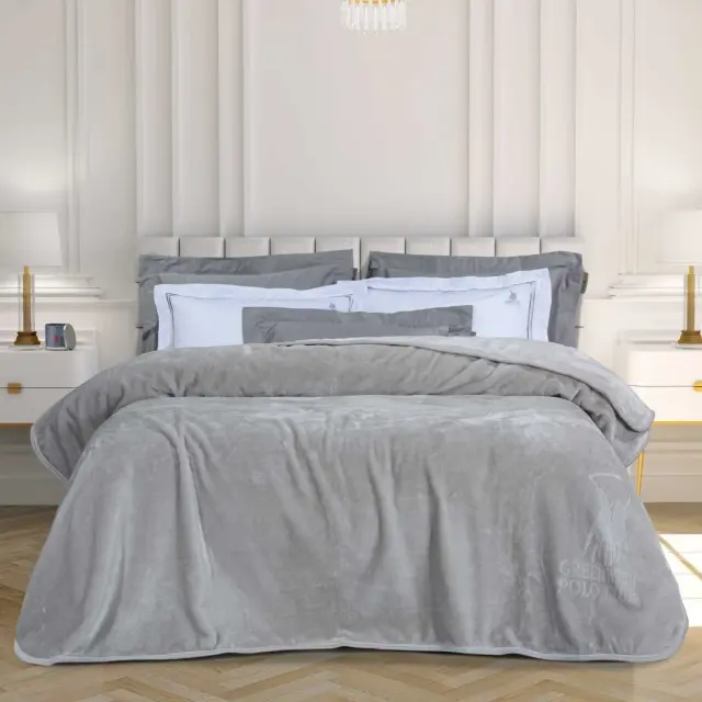 Κουβέρτα 160Χ240 Μονή Βελουτέ Essential Greenwich Polo Club 3442 Ασημί