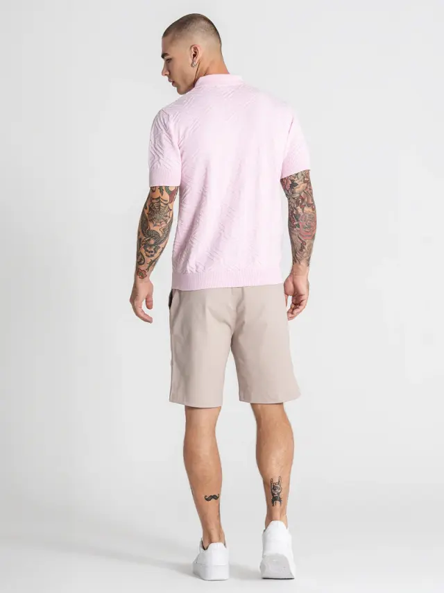 Gianni Kavanagh Ανδρικό CLASSY Πλεκτό Polo Shirt - Light Pink - S 2