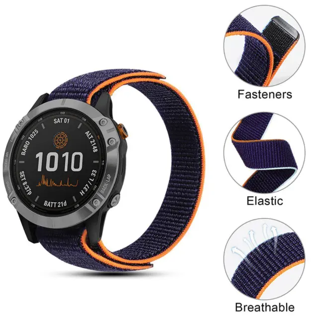 Λουράκι Knitted Nylon για Garmin Fenix 5/6/6 Pro/7/8/9 (47mm) - Blue/ Orange OEM 2