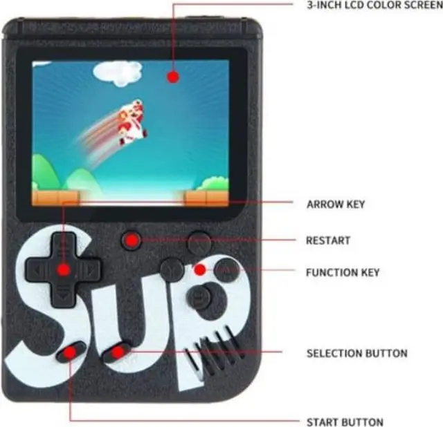 Ηλεκτρονική Παιδική Κονσόλα Χειρός SUP Mini 8-Bit Μαύρη 2