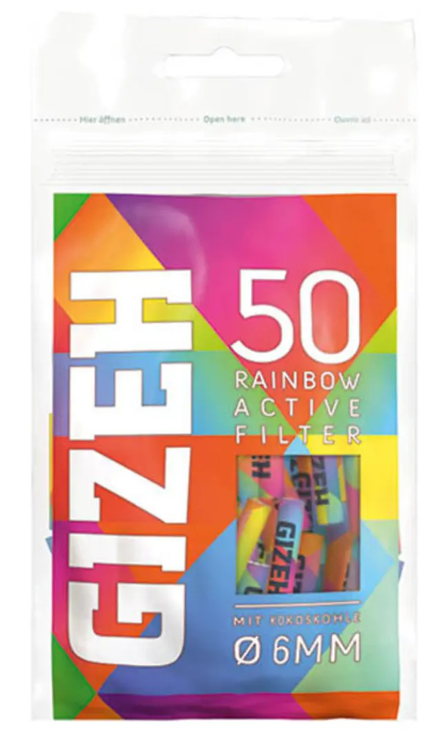Φίλτρο Gizeh Extra Slim 50 Ενεργού Ανθρακα 6mm Bag - Rainbow