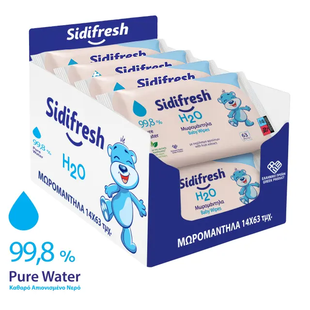 Sidifresh H2O Μωρομάντηλα 99.8% νερο Monthly Pack 14χ63τμχ
