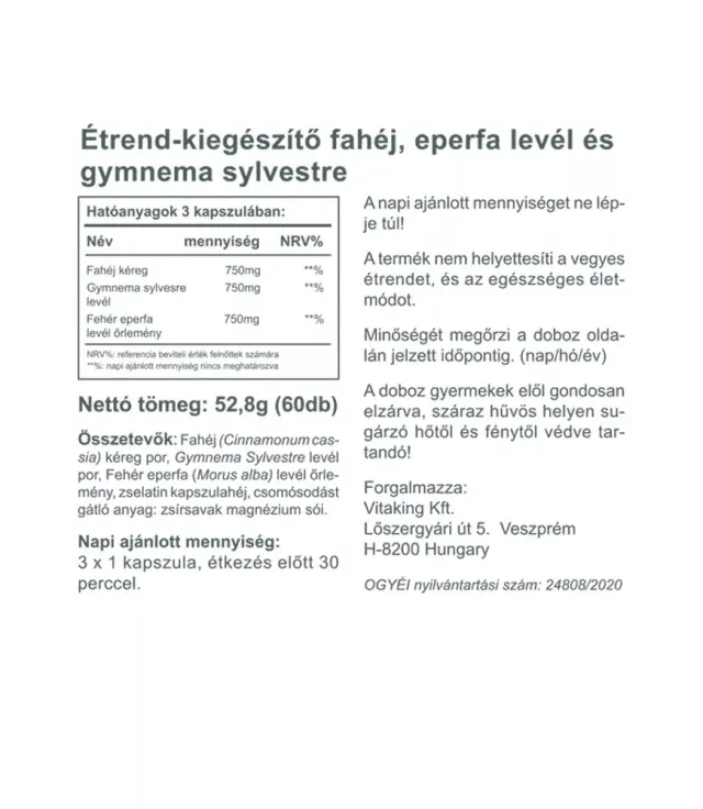 Vitaking Gymnemax + Mulberry and Cinnamon 750 mg 2