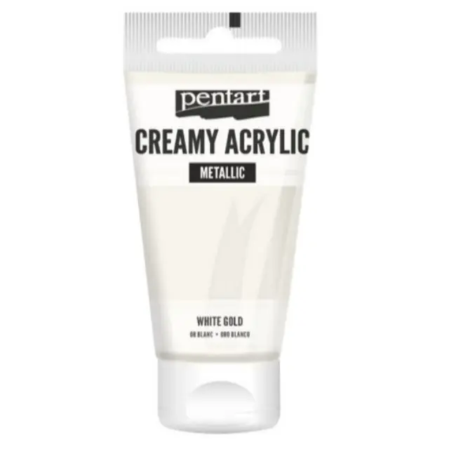 Χρώμα ακρυλικό Creamy 60ml Pentart - Metallic White Gold