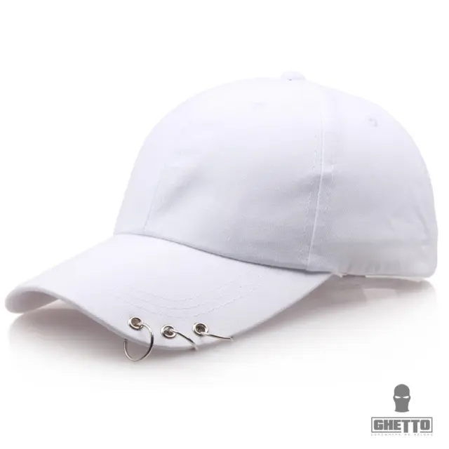 Ghetto Cap Kpop Iron 3 Rings 6 Panel White