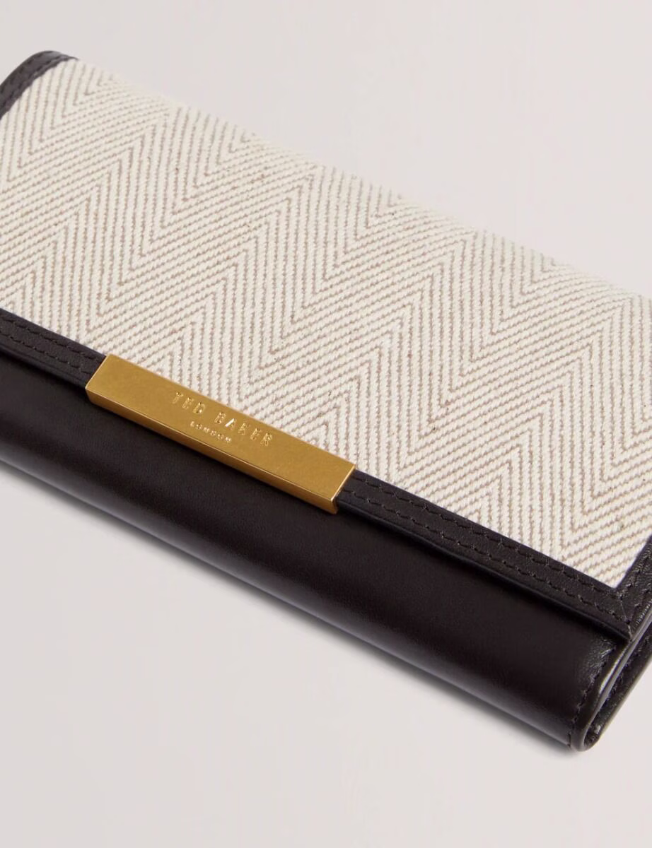 Ted Baker TASMAL Tashi Herringbone Canvas Large Πορτοφόλι Μπεζ-Καφέ S280184 2