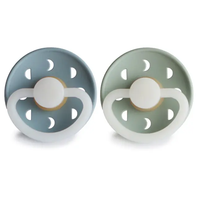 Σετ 2 Πιπίλες Latex Νυκτός FRIGG Moon Phase Stone Blue/Sage 6-18 Μηνών Baby Oliver 2