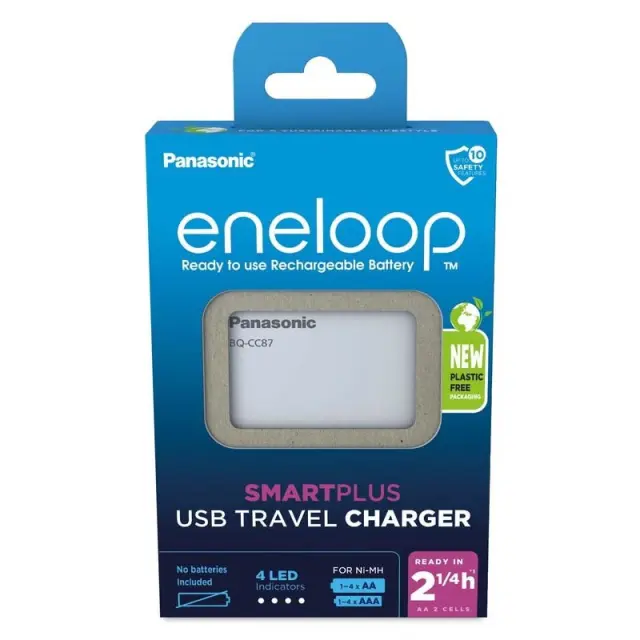 Φορτιστής Μπαταριών Panasonic Eneloop BQ-CC87 για AA/AAA 4 Θέσεων με Λειτουργία Powerbank 2