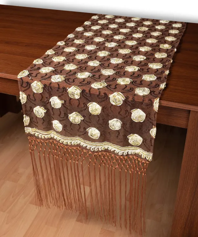 Τούλινη καρέ τραβέρσα 264-17 (50cm x 200cm) καφέ - -