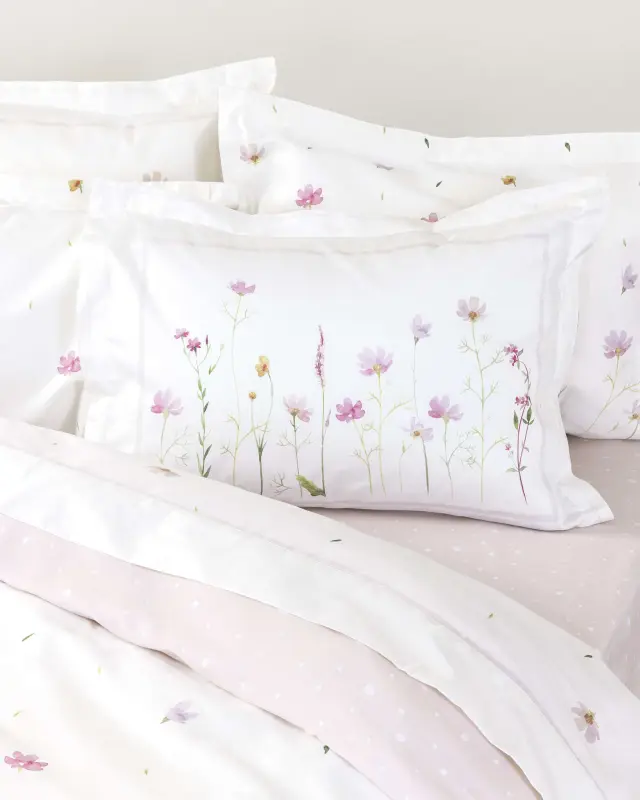 Σετ Σεντόνια 180x200+32 King Size Nima Everbloom White-Pink Με Λάστιχο100% Βαμβακοσατέν 2