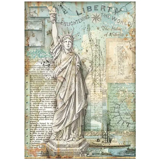 Ριζόχαρτο Stamperia 21x29cm, Sir Vagabond Aviator, Statue of Liberty